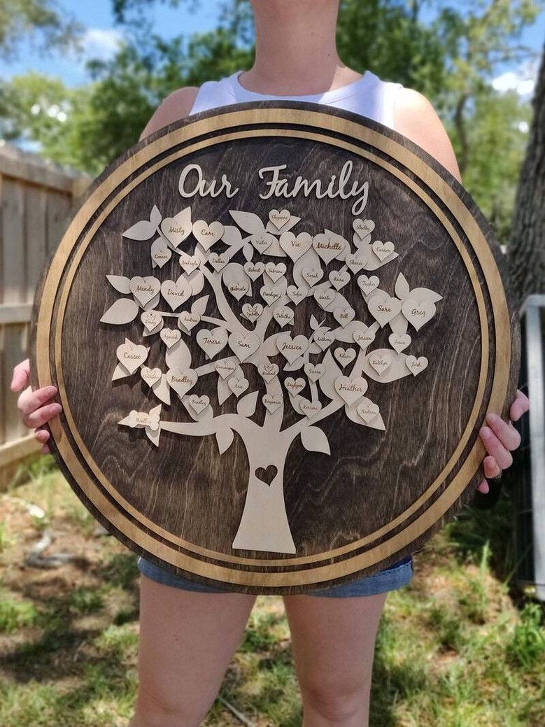 Personalized 'Family Like Branches' Wooden Sign - Thoughtful Keepsake For Mom & Dad's 5-Year Anniversary Or Christmas