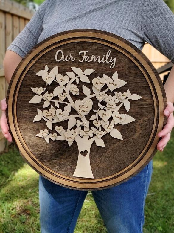 Personalized 'Family Like Branches' Wooden Sign - Thoughtful Keepsake For Mom & Dad's 5-Year Anniversary Or Christmas