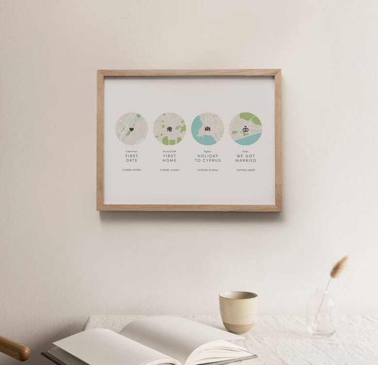 Personalized Family Address Map Canvas Art For Anniversaries - Custom Locations And Coordinates