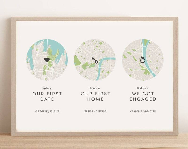 Personalized Family Address Map Canvas Art For Anniversaries - Custom Locations And Coordinates