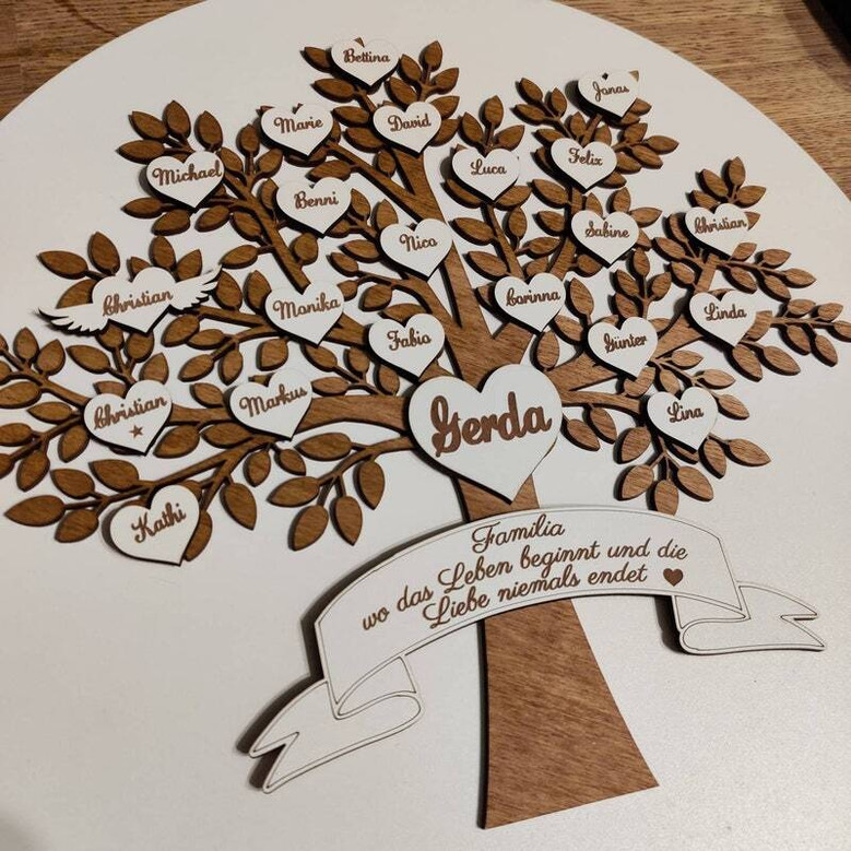 Personalized Family Tree Wood Sign Lazered With Love For Living Room Decor