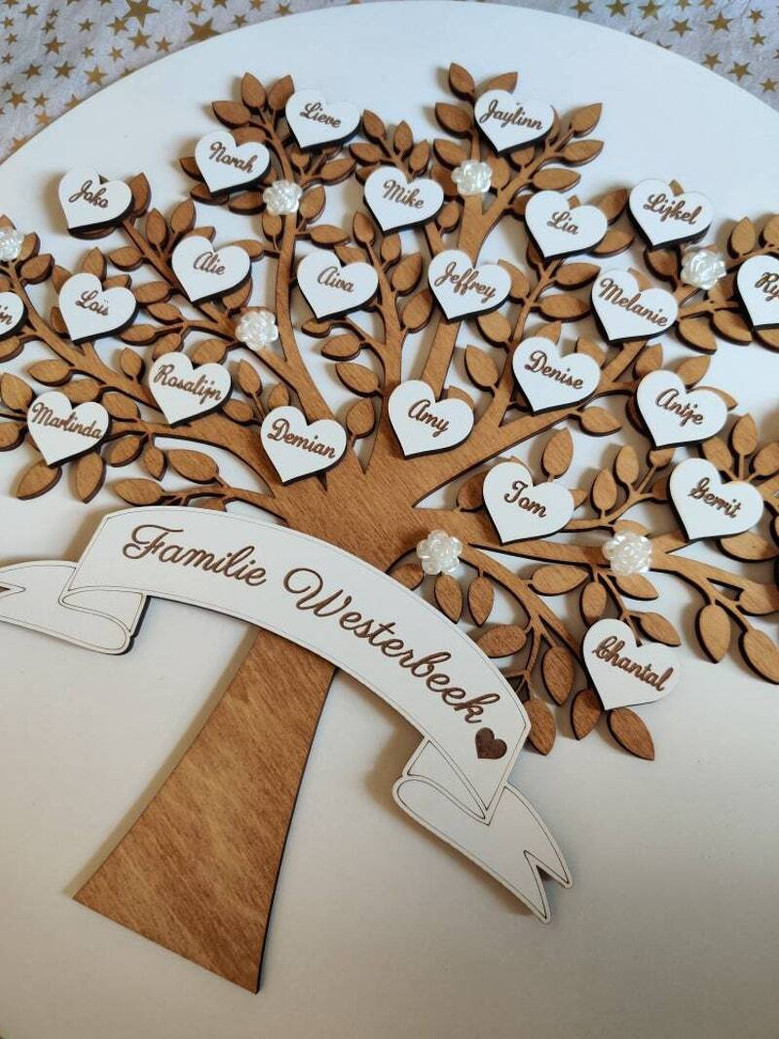 Personalized Family Tree Wood Sign Lazered With Love For Living Room Decor