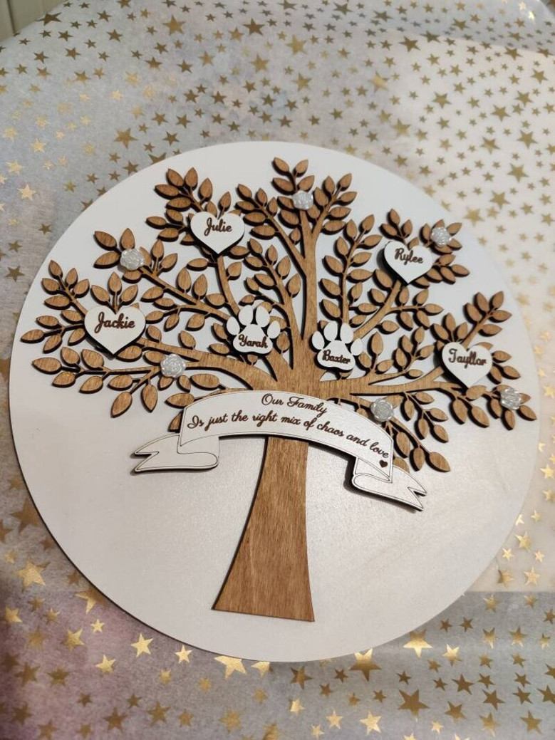 Personalized Family Tree Wood Sign Lazered With Love For Living Room Decor