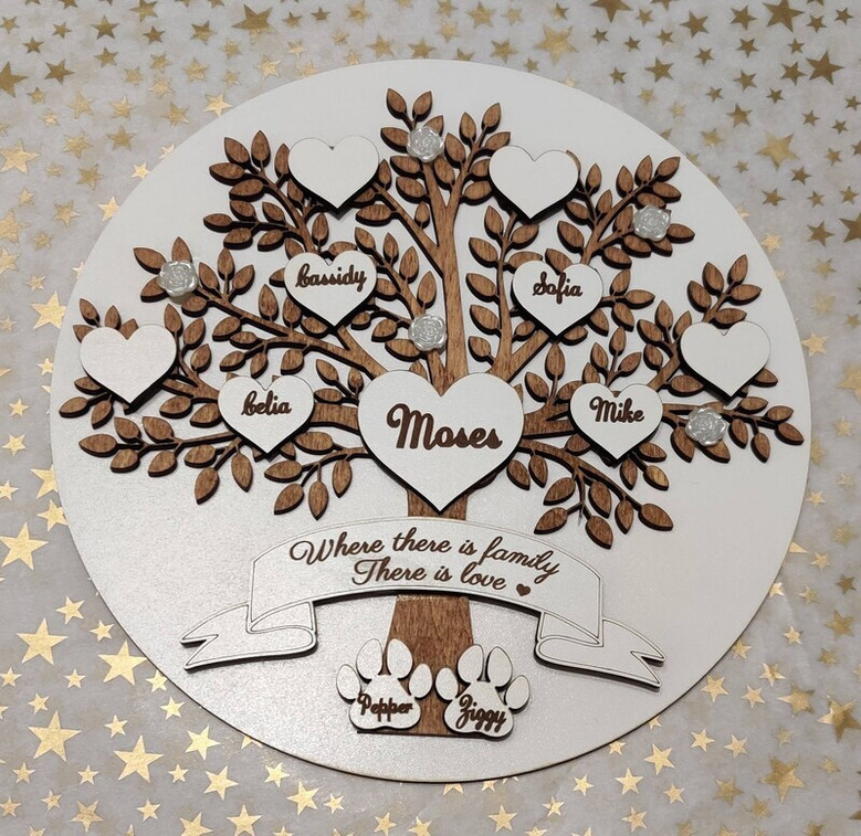 Personalized Family Tree Wood Sign Lazered With Love For Living Room Decor
