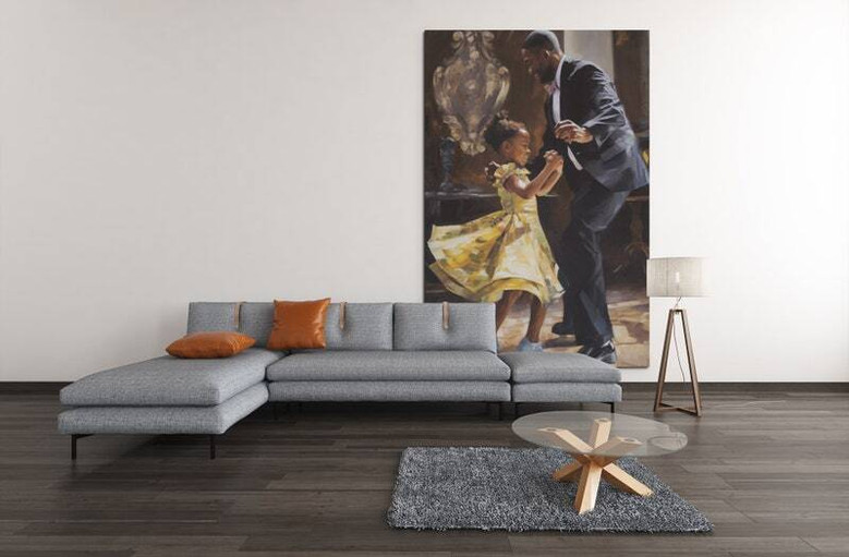 Emotional Father Daughter Dance Canvas For Black Families - Personalized Wall Art For Living Room