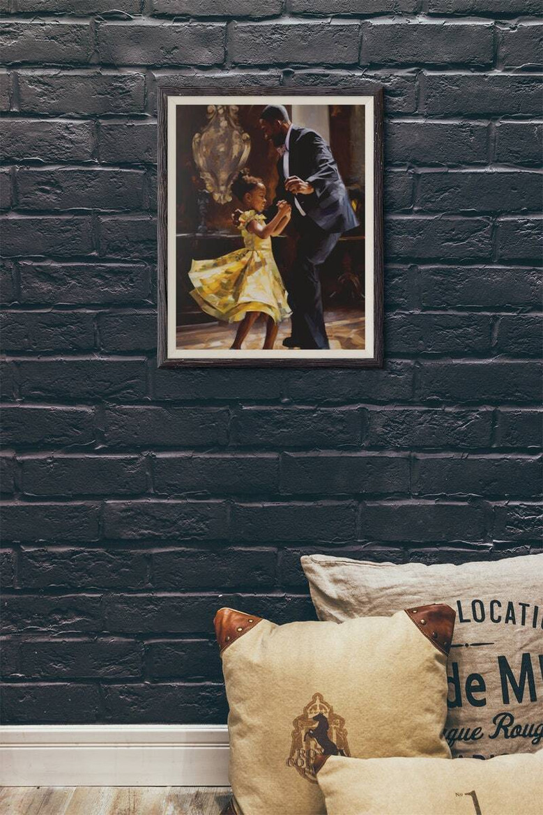 Emotional Father Daughter Dance Canvas For Black Families - Personalized Wall Art For Living Room