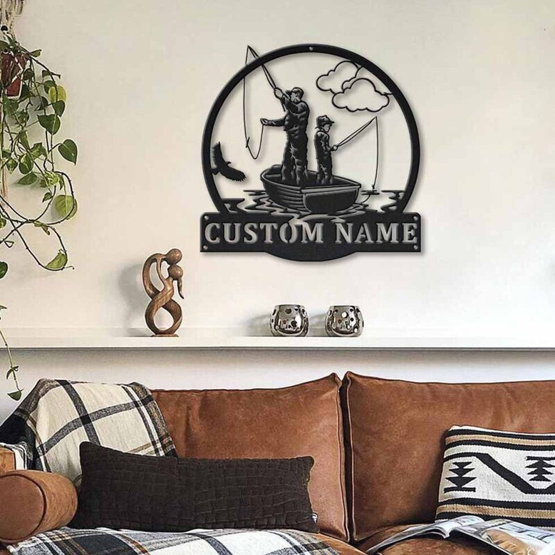 Personalized Father Son Fishing Metal Sign For Outdoor DéCor - Heartfelt Gift For Dad And Son