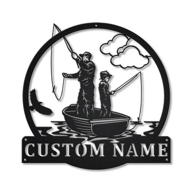 Personalized Father Son Fishing Metal Sign For Outdoor DéCor - Heartfelt Gift For Dad And Son