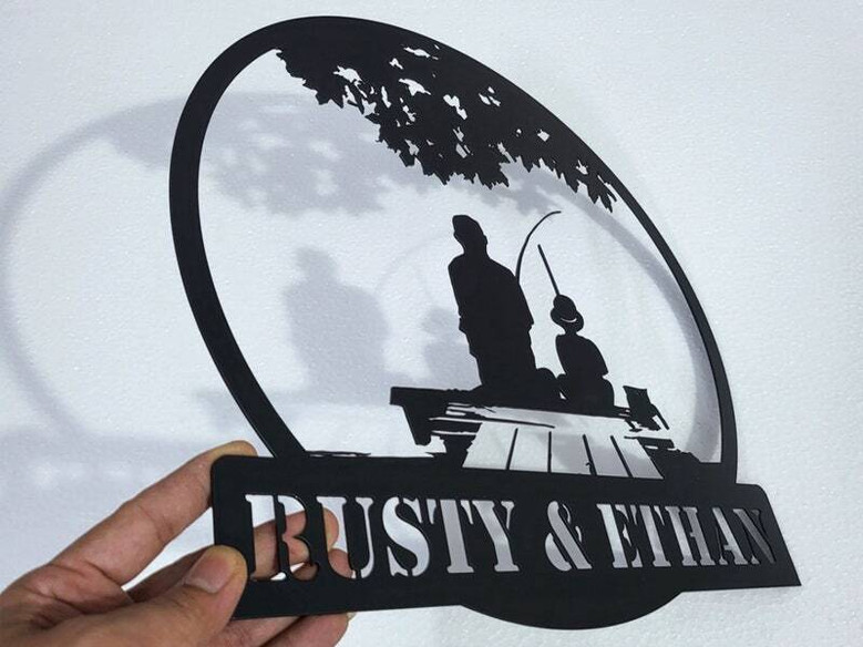 Personalized Father Son Gone Fishing Metal Sign - Thoughtful Bass Fishing Gift For Dad's Man Cave Or Father's Day