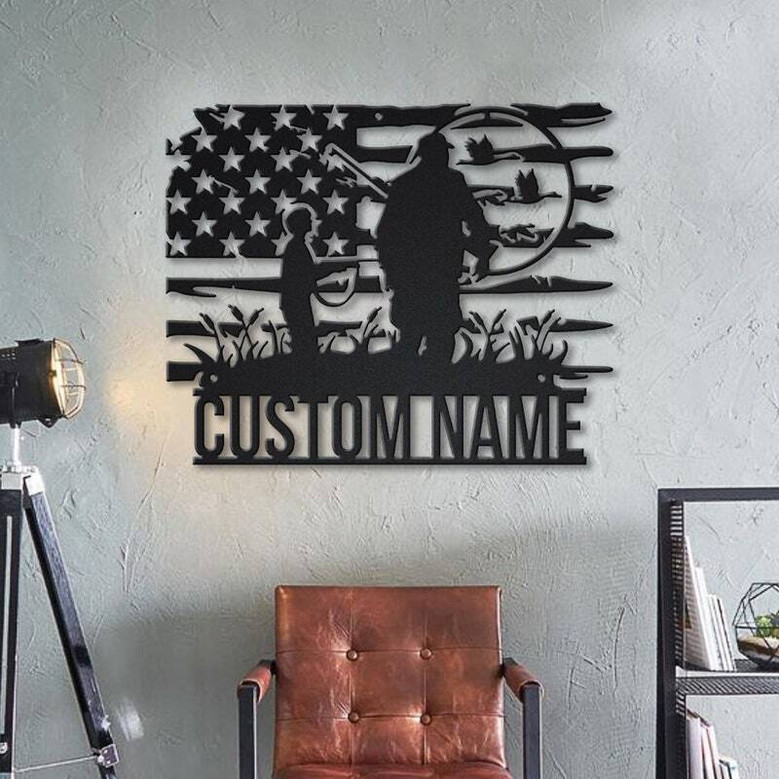 Personalized Dad And Son Hunter Metal Sign - Thoughtful Father's Day Gift For Outdoor DéCor