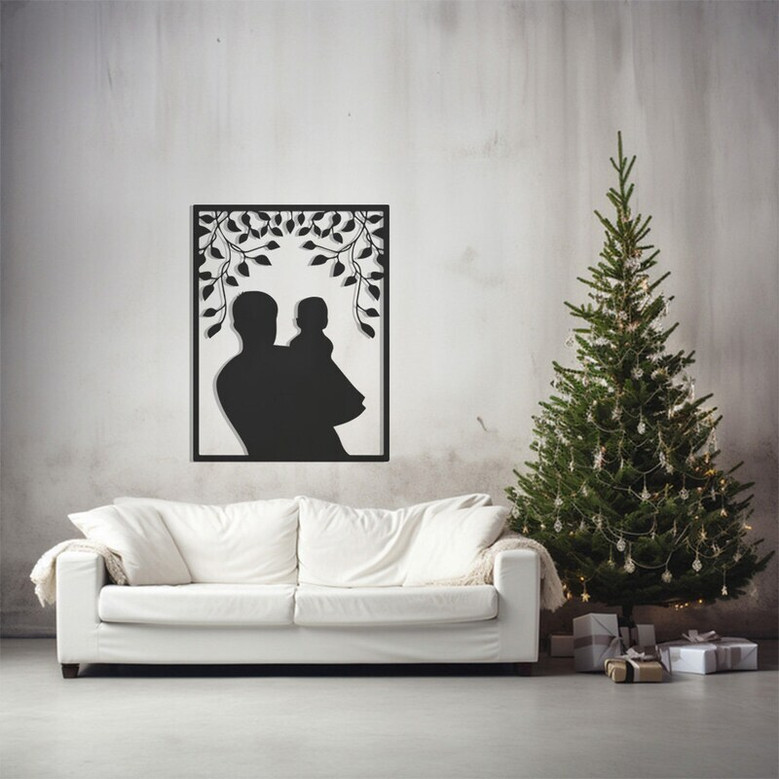 Touching Father Son Metal Wall Sign - Parental Love Home Decor For Father's Day Gift
