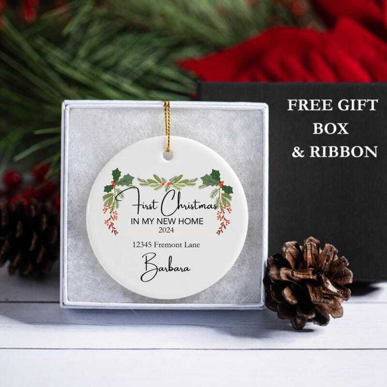 Personalized First Christmas In New Home Ornament - 2024 Keepsake Gift With Address Design