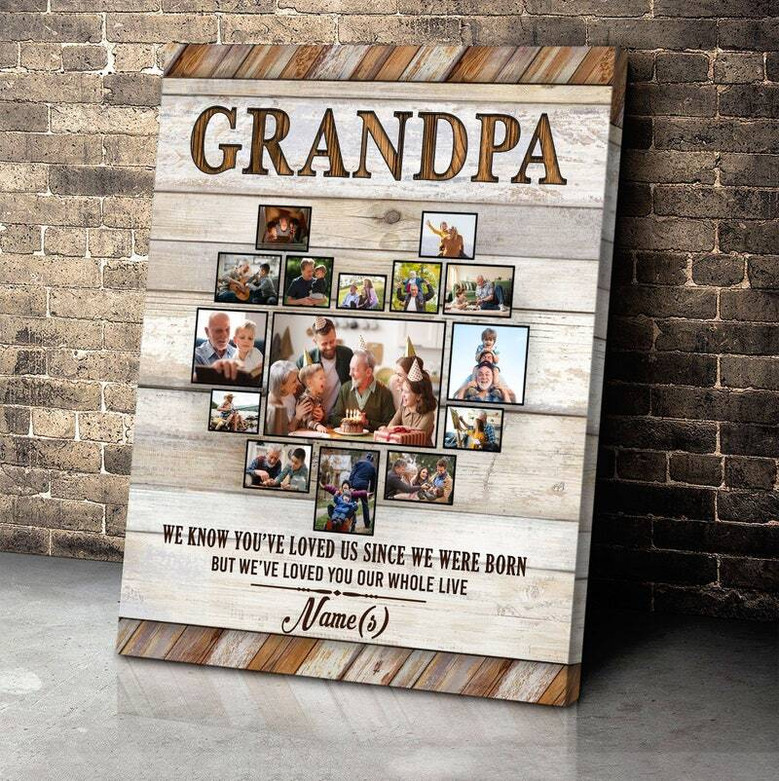 Thoughtful Grandpa Memorial Art Canvas - Personalized Photo Collage For Father's Day Gift