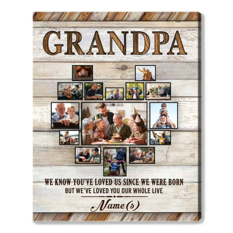 Thoughtful Grandpa Memorial Art Canvas - Personalized Photo Collage For Father's Day Gift