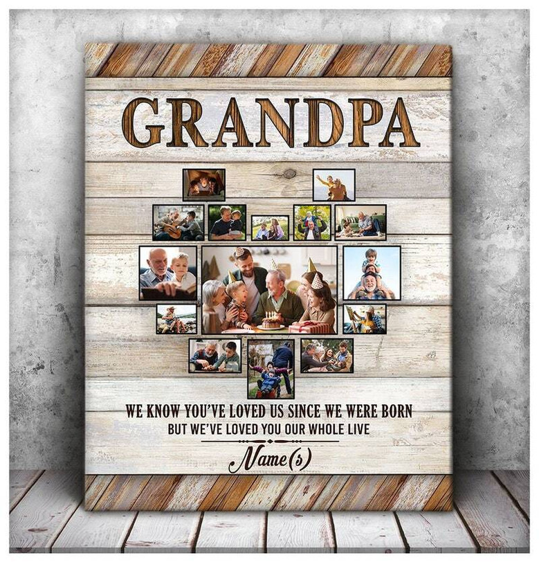 Thoughtful Grandpa Memorial Art Canvas - Personalized Photo Collage For Father's Day Gift