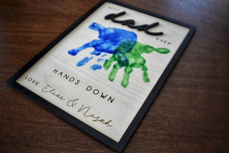 Personalized Hands Down Dad Sign Canvas For Father's Day - Custom Handprints And Message Decor