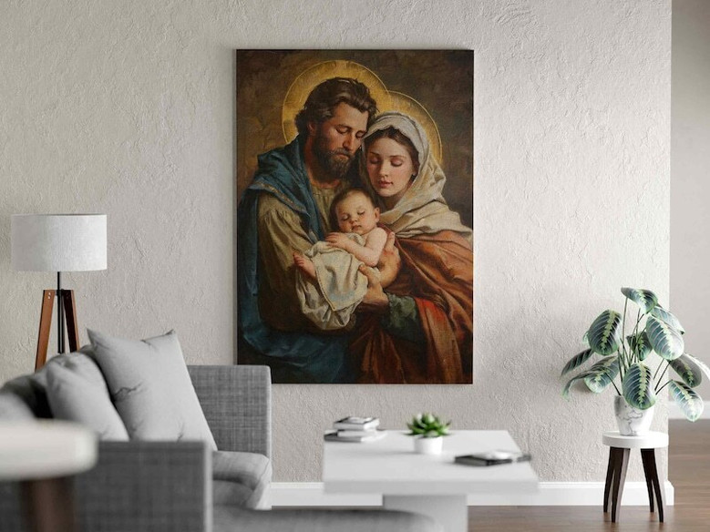 Holy Family Canvas Print For Catholic Art Lovers - Jesus Christ Painting For Living Room DéCor