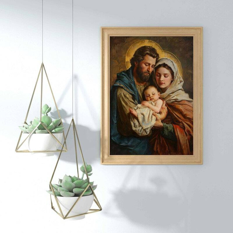 Holy Family Canvas Print For Catholic Art Lovers - Jesus Christ Painting For Living Room DéCor