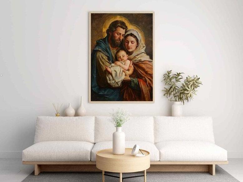 Holy Family Canvas Print For Catholic Art Lovers - Jesus Christ Painting For Living Room DéCor