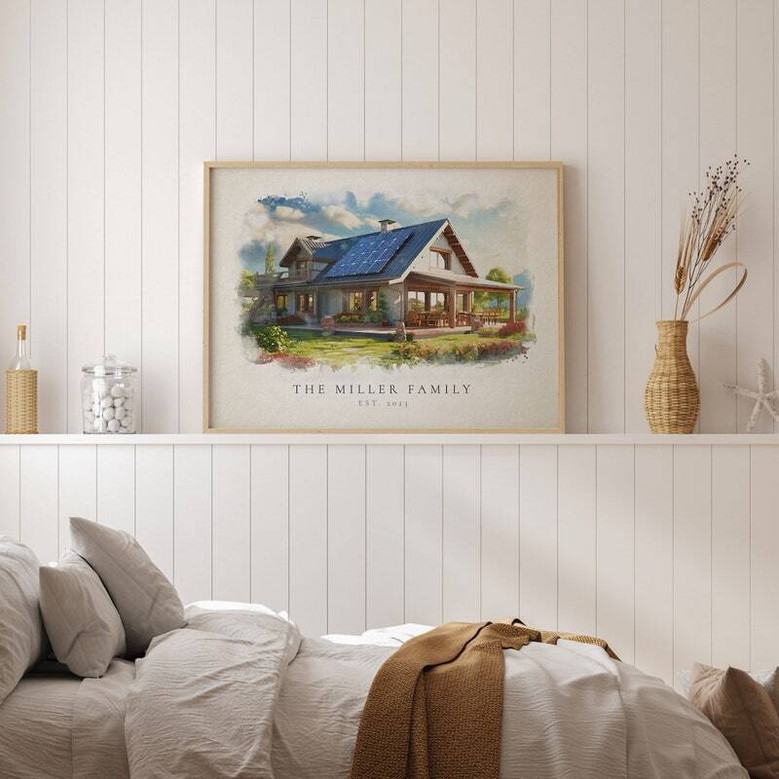 Personalized Housewarming Canvas: Transform House Photo Into Watercolor Painting - Unique Realtor Or Christmas Gift