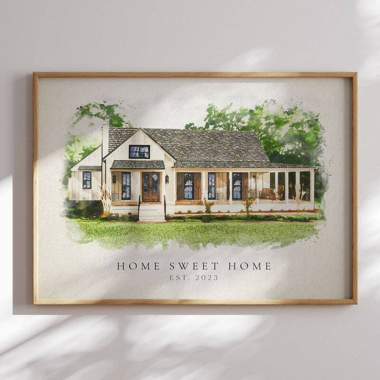 Personalized Housewarming Canvas: Transform House Photo Into Watercolor Painting - Unique Realtor Or Christmas Gift