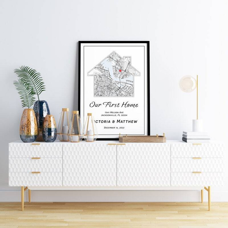 Personalized Housewarming Canvas City Map For Couples - Custom City, Our First Home Gift