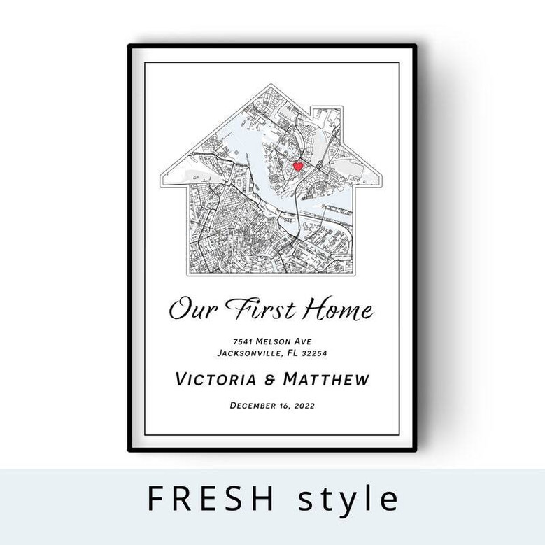 Personalized Housewarming Canvas City Map For Couples - Custom City, Our First Home Gift