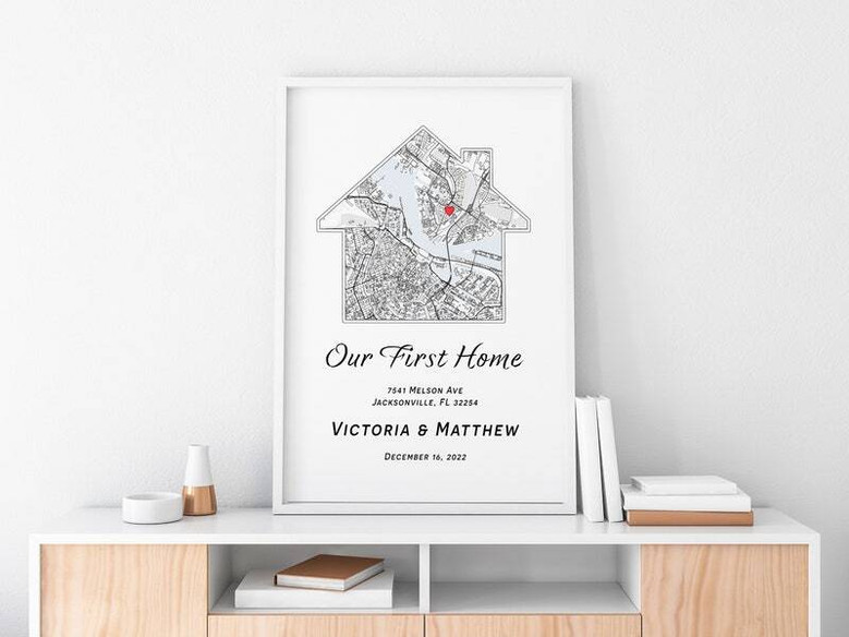Personalized Housewarming Canvas City Map For Couples - Custom City, Our First Home Gift