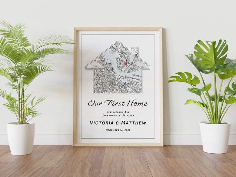 Personalized Housewarming Canvas City Map For Couples - Custom City, Our First Home Gift