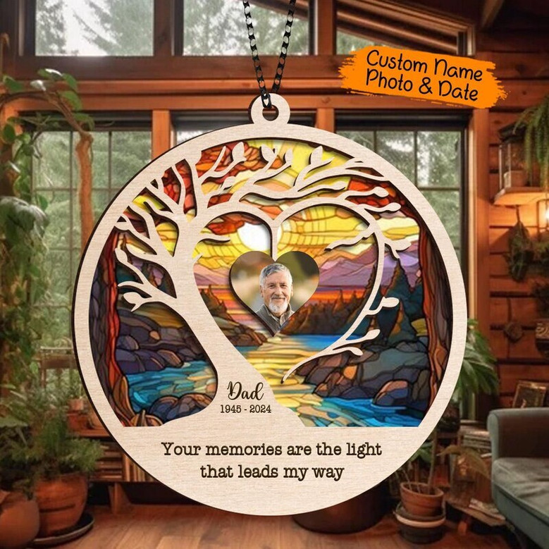 Personalized In Memory Of Dad Suncatcher Ornament - Thoughtful Memorial For Grandparents And Parents