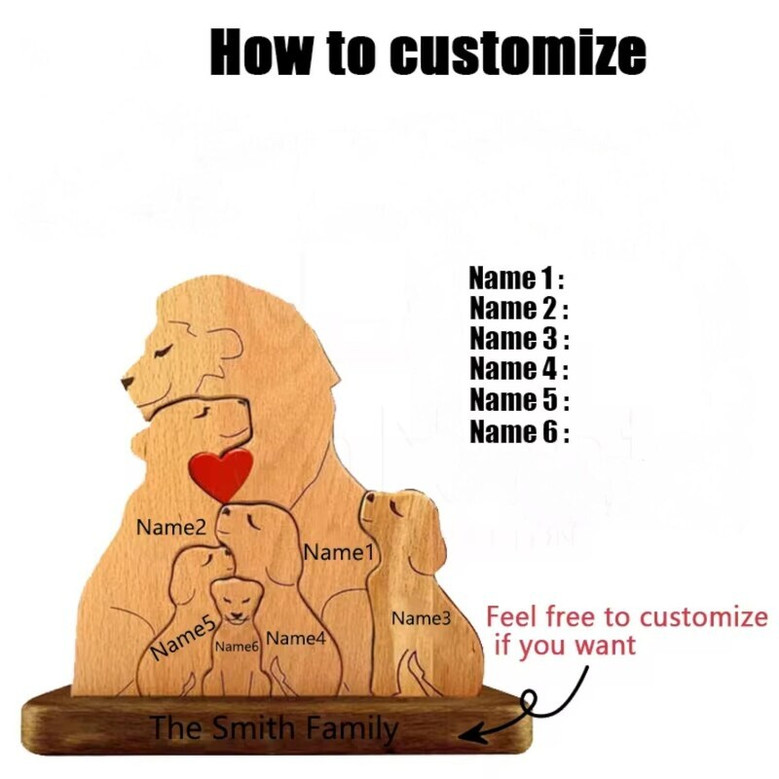 Personalized Lion Family Wooden Ornament For Mother's Day And Christmas - Heartfelt Family Of Four Gift
