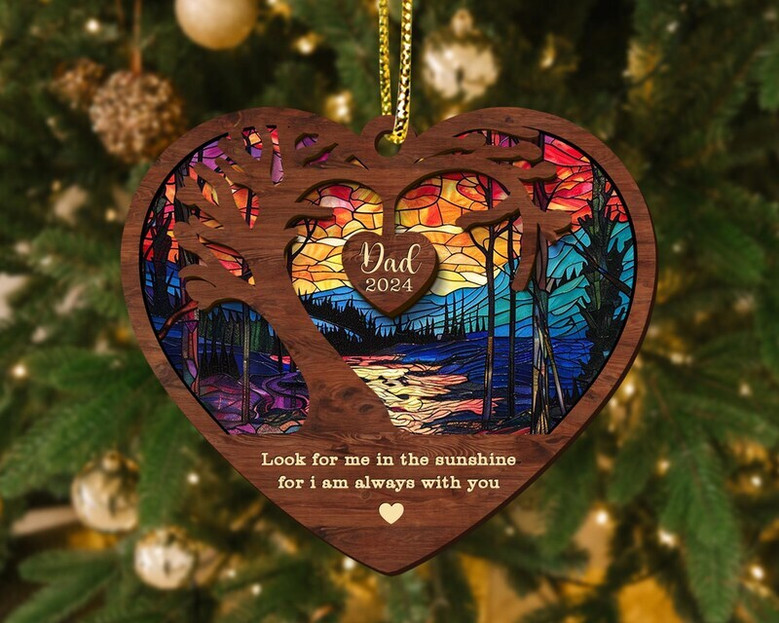 In Loving Memory Of Dad Suncatcher Ornament Memorial Christmas Tree DéCor For Sympathy And Remembrance