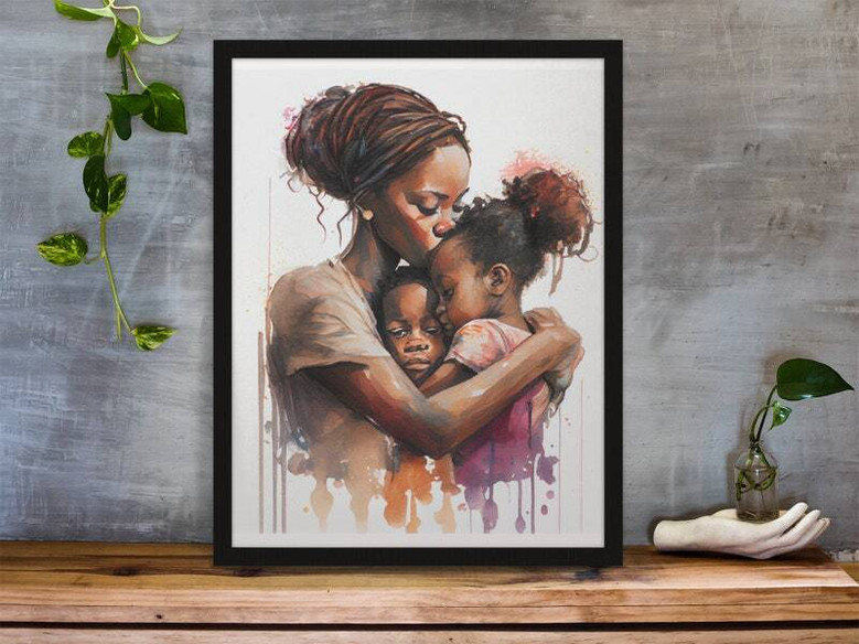 Mother's Love Canvas Art For Black Family - Heartfelt Gift For Living Room