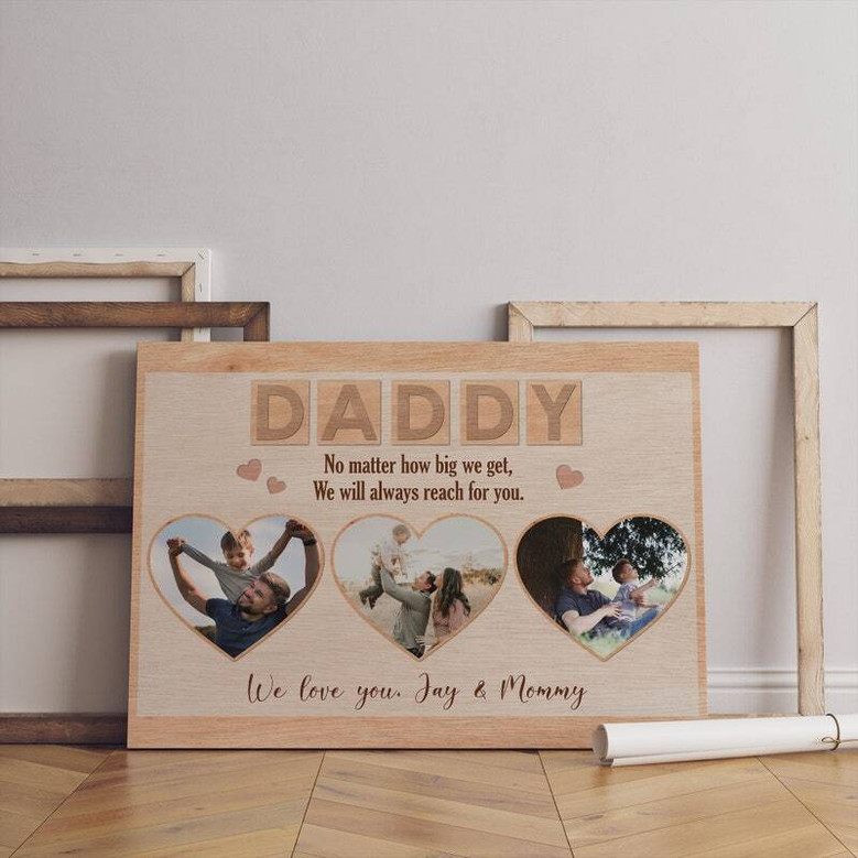 Thoughtful Bonus Dad Photo Collage Canvas - Personalized Fathers Day Gift For Dad From Kids Or Wife