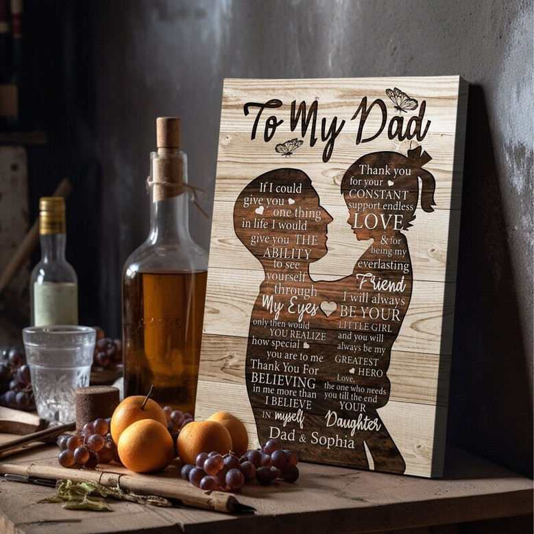 Touching Dad Memorial Canvas Gift From Daughter - Personalized Birthday Or Memorial Wall Art For Dad