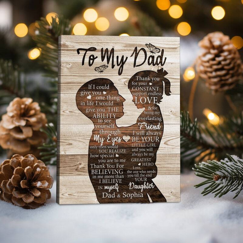 Touching Dad Memorial Canvas Gift From Daughter - Personalized Birthday Or Memorial Wall Art For Dad