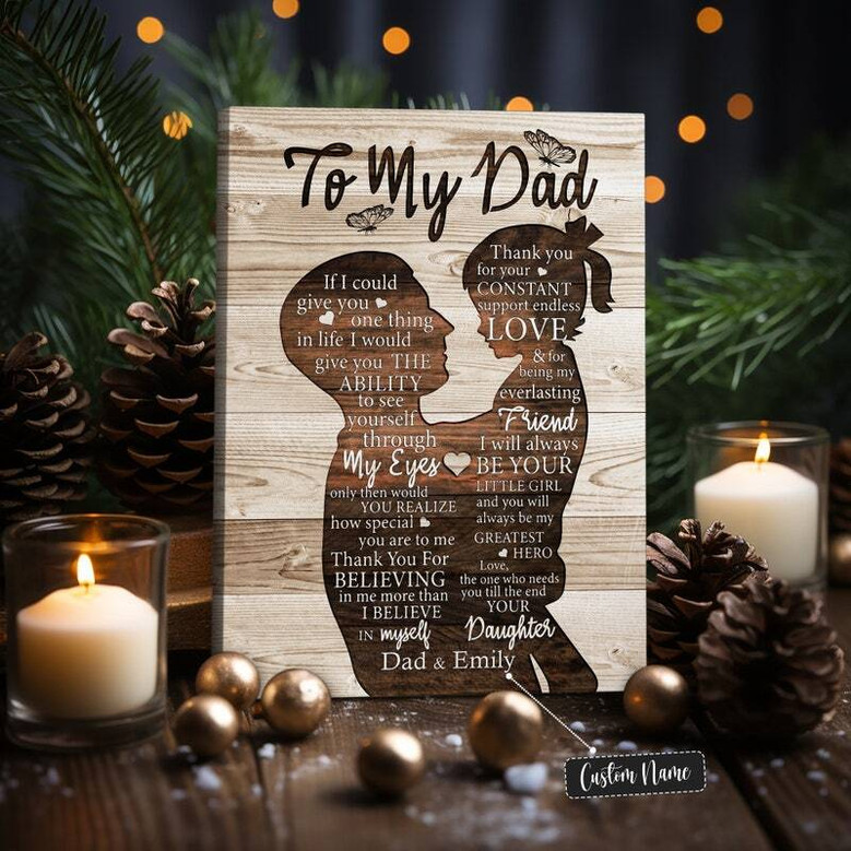 Touching Dad Memorial Canvas Gift From Daughter - Personalized Birthday Or Memorial Wall Art For Dad