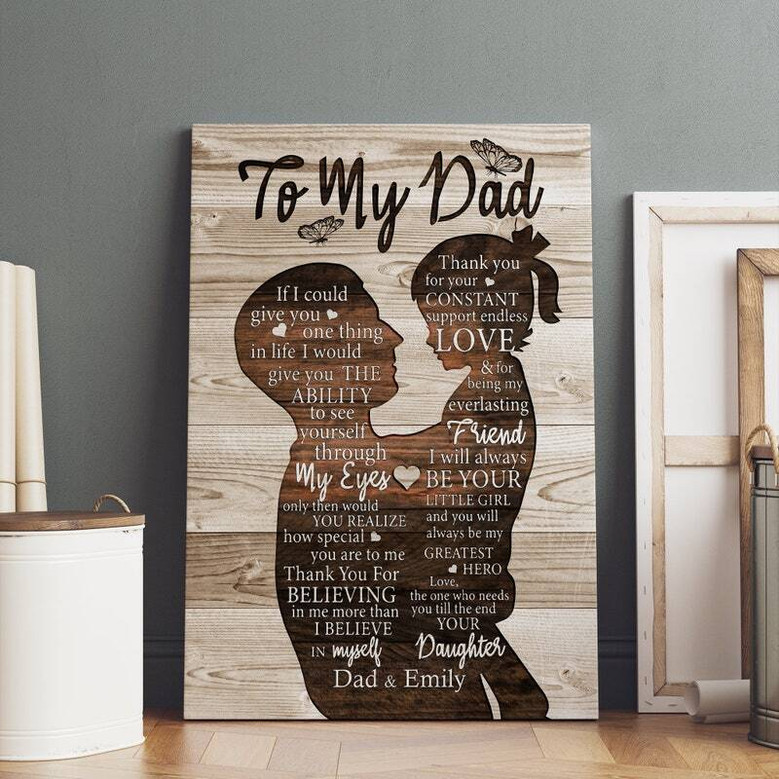 Touching Dad Memorial Canvas Gift From Daughter - Personalized Birthday Or Memorial Wall Art For Dad