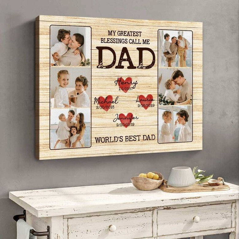 Thoughtful Father's Day Photo Canvas From Kids And Wife - Personalized Gift For Dad's Birthday