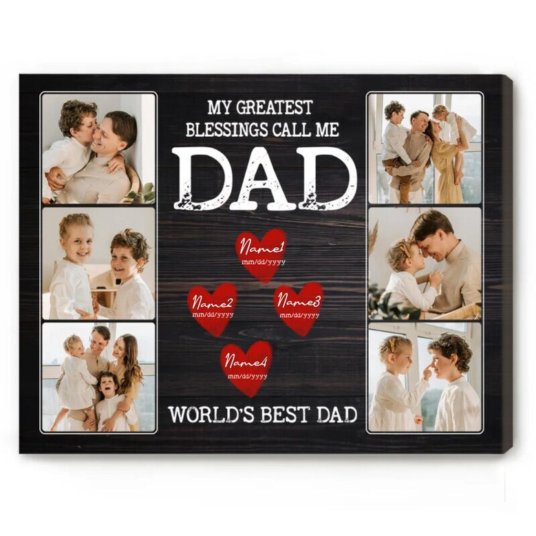 Thoughtful Father's Day Photo Canvas From Kids And Wife - Personalized Gift For Dad's Birthday