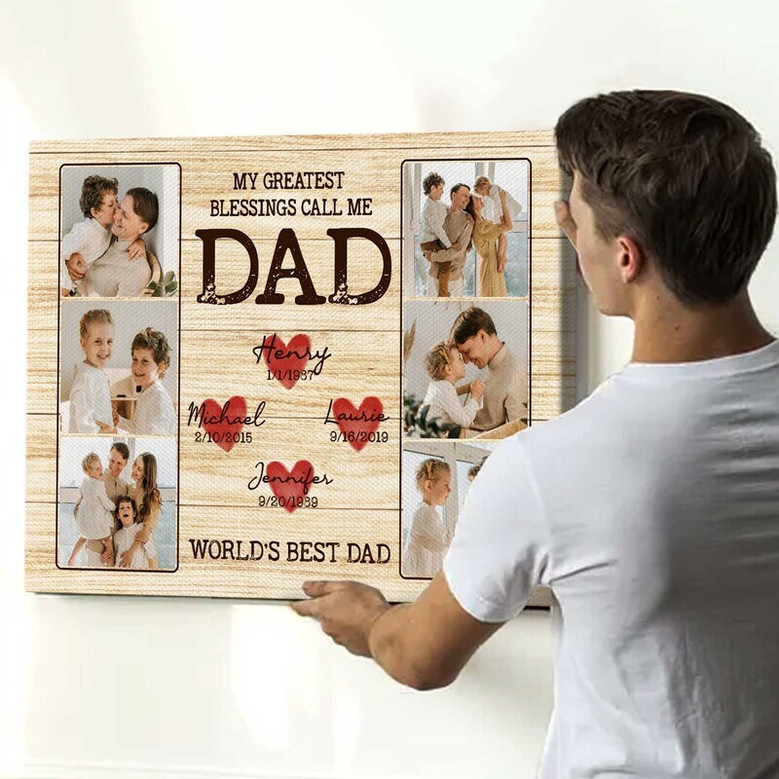 Thoughtful Father's Day Photo Canvas From Kids And Wife - Personalized Gift For Dad's Birthday