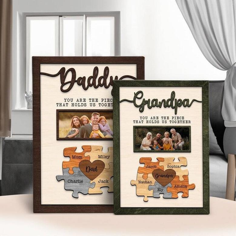 Personalized Dad Puzzle Wood Sign - Thoughtful Father's Day Gift For Dad's Office Or Living Room