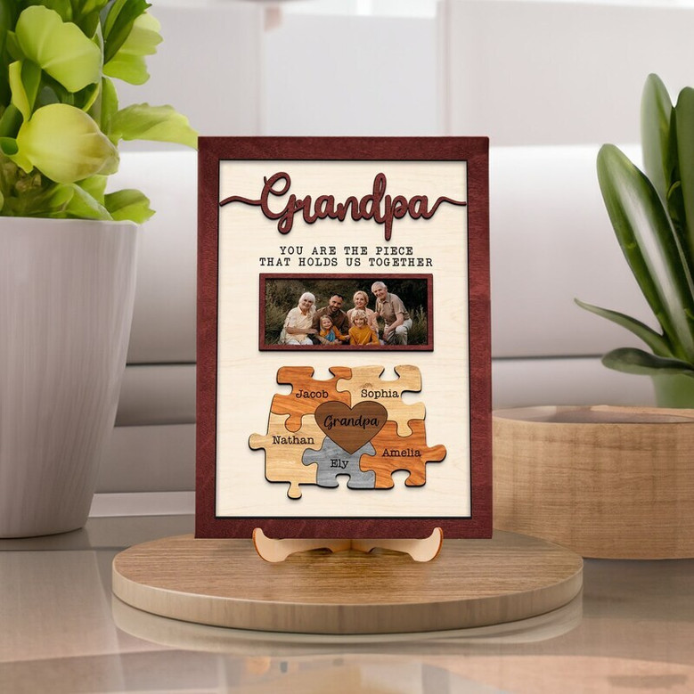Personalized Dad Puzzle Wood Sign - Thoughtful Father's Day Gift For Dad's Office Or Living Room