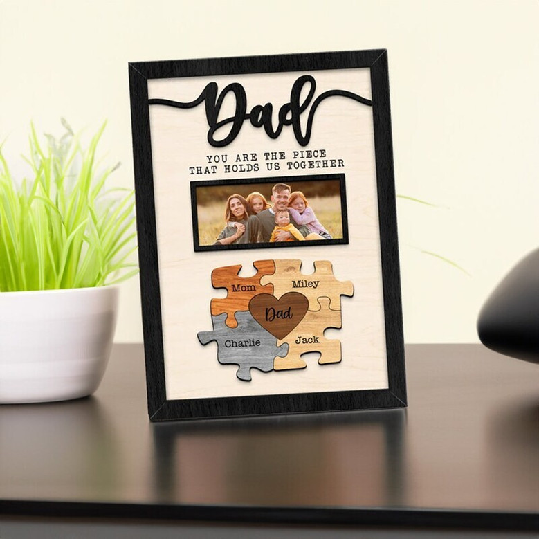 Personalized Dad Puzzle Wood Sign - Thoughtful Father's Day Gift For Dad's Office Or Living Room