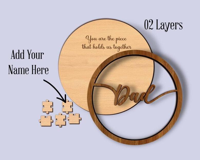 Heartfelt Dad Puzzle Wooden Sign Gift - Personalized Touch For Father's Day & Grandpa