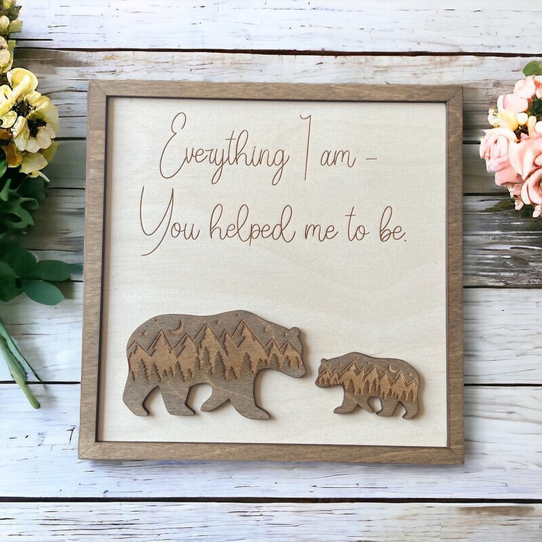 Heartfelt Personalized Elephant Family Wood Sign For Parents - Mother's Day, Father's Day, Wedding Keepsake