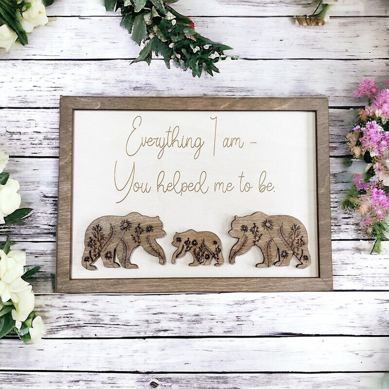 Heartfelt Personalized Elephant Family Wood Sign For Parents - Mother's Day, Father's Day, Wedding Keepsake