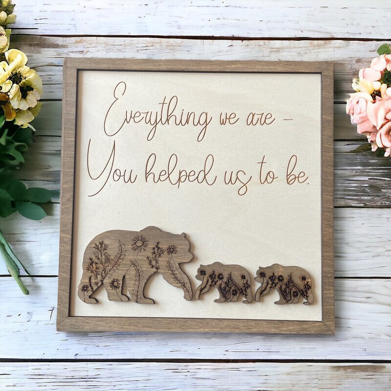 Heartfelt Personalized Elephant Family Wood Sign For Parents - Mother's Day, Father's Day, Wedding Keepsake