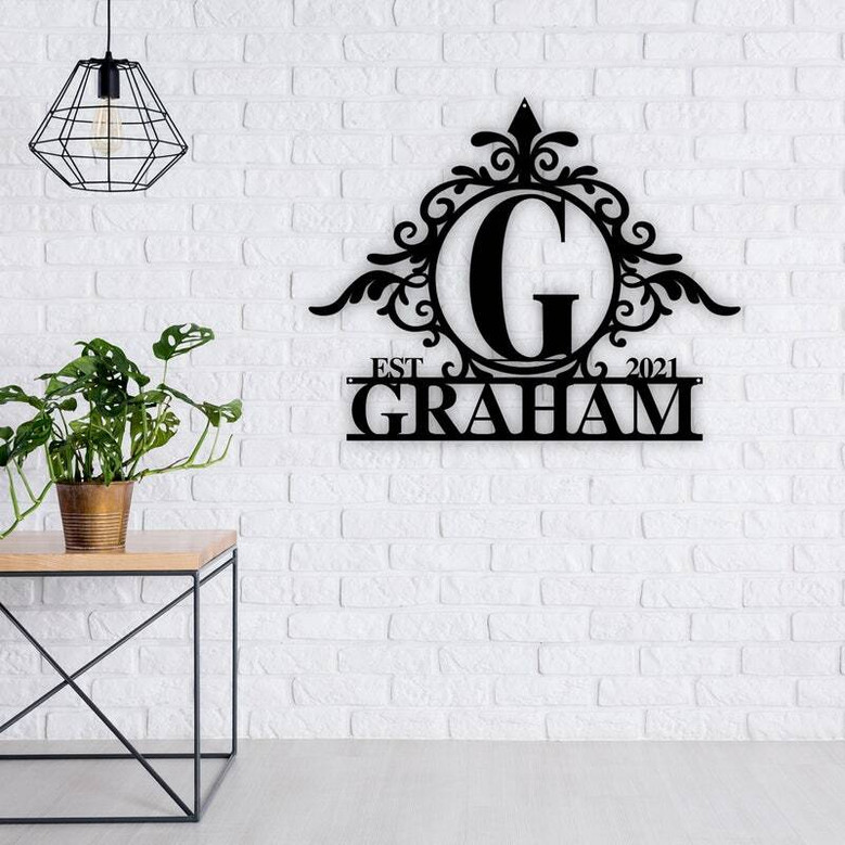 Customized Last Name Metal Sign For Housewarming - Family Door Monogram