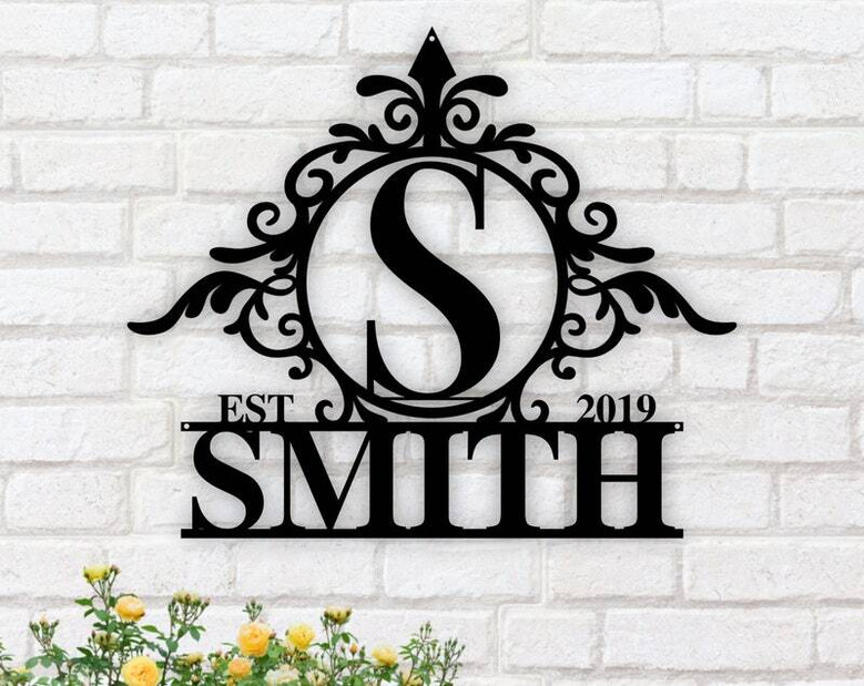 Customized Last Name Metal Sign For Housewarming - Family Door Monogram